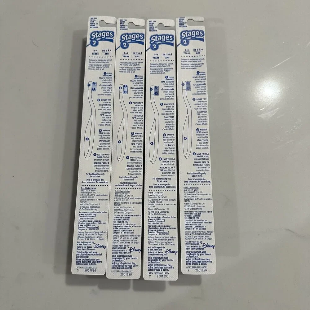 Oral-B Disney Stage 2 Toothbrushes Winnie Pooh Tigger Piglet Elephent (Set Of 4)